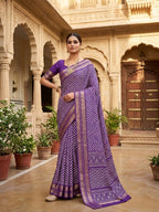 Purple Dola Silk Saree with Leheriya Pattern Modern Ethnic Style