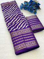 Purple Dola Silk Saree with Leheriya Pattern Modern Ethnic Style