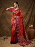 Elegant Orange Silk Blend Saree with Zari Work Border