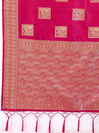 Elegant Magenta Silk Blend Zari Work Saree for Festive Occasions