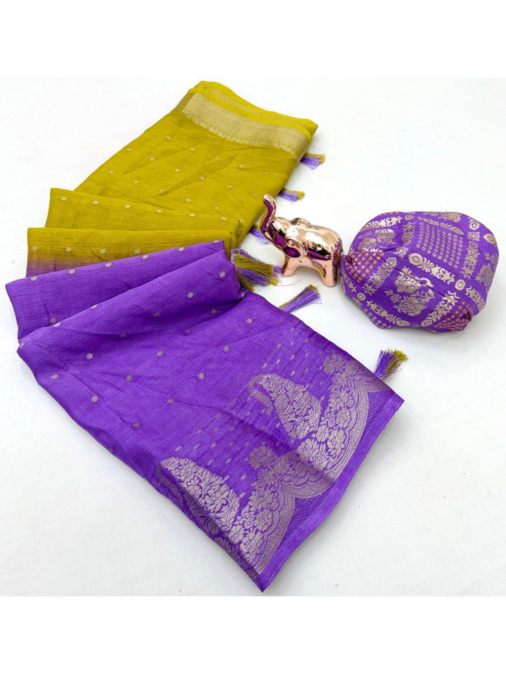 Chic Multicolor Chinon Saree with Zari Work Minimal Elegant Style