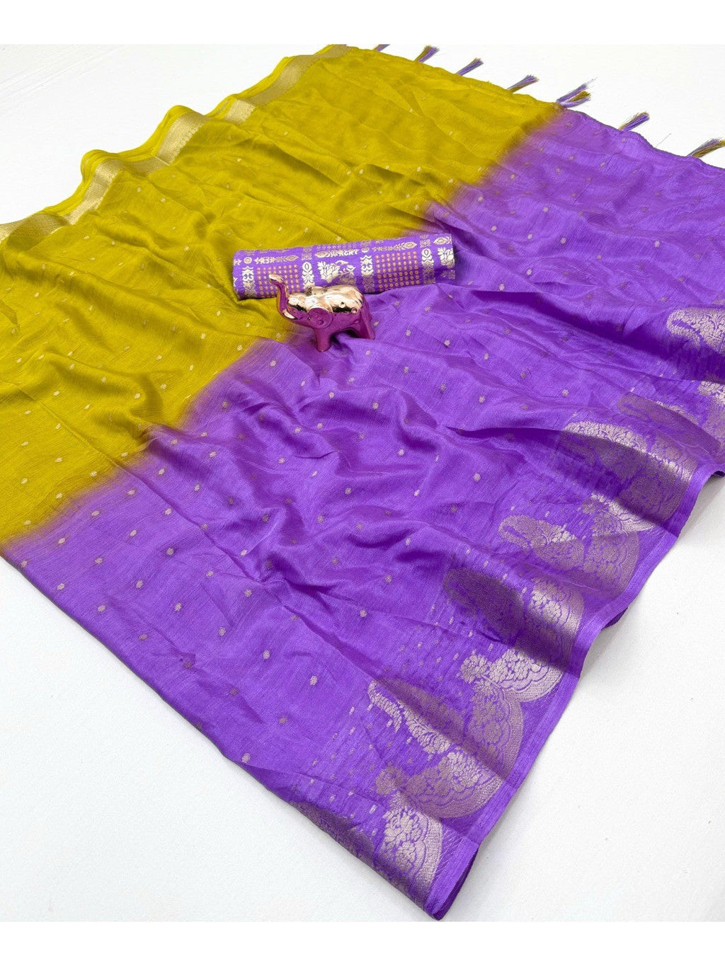 Chic Multicolor Chinon Saree with Zari Work Minimal Elegant Style