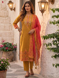 Mustard Pure Cotton Straight Cut Salwar Suit with Printed Dupatta Elegant Look