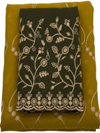 Sophisticated Dark Mustard Georgette Saree Showcasing Sequins & Golden Thread Embroidery