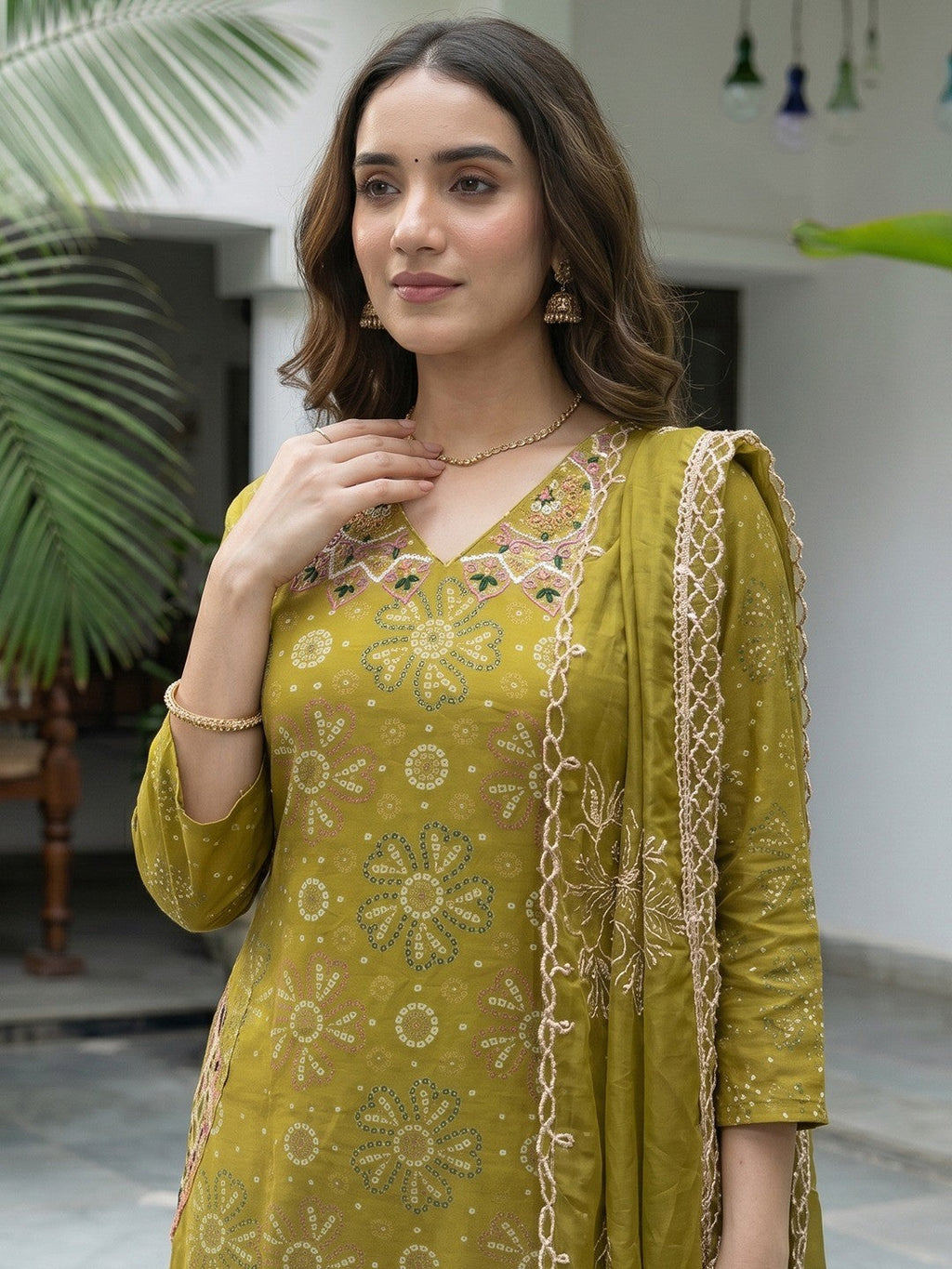 Green Printed Mulmul Cotton Kurta Set with Dupatta Minimal Elegant Look