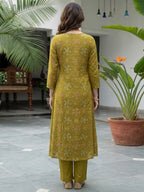 Green Printed Mulmul Cotton Kurta Set with Dupatta Minimal Elegant Look