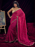 Graceful Pink Art Silk Saree Featuring Floral Sequins Embroidery & Lace Border