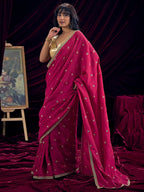 Graceful Pink Art Silk Saree Featuring Floral Sequins Embroidery & Lace Border
