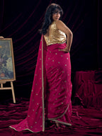 Graceful Pink Art Silk Saree Featuring Floral Sequins Embroidery & Lace Border