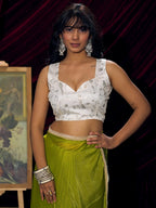 Classic Parrot Green Solid Art Silk Saree With Refined Lace Border Work