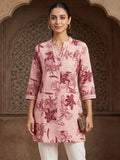 Premium Peach Rayon Top with Floral Design Elegant Casual Look