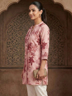 Premium Peach Rayon Top with Floral Design Elegant Casual Look