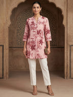 Premium Peach Rayon Top with Floral Design Elegant Casual Look