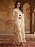 Off White & Rust Pure Cotton Salwar Suit with Printed Design and Matching Dupatta Easy Fit Wear