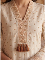 Off White & Rust Pure Cotton Salwar Suit with Printed Design and Matching Dupatta Easy Fit Wear
