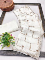 Graceful Offwhite Sequins With Detailed Beads & Stone Work Organza Satin Silk Saree
