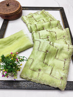 Graceful Green Sequins With Detailed Beads & Stone Work Organza Satin Silk Saree