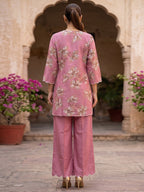 Pink Floral Printed Viscose Top Palazzo Set for Women