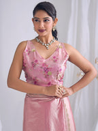 Premium Pink Art Silk Saree With Stone & Cutdhana Border Embellishment