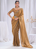 Premium Golden Art Silk Saree With Stone & Cutdhana Border Embellishment