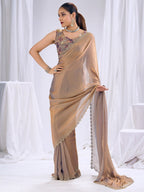 Premium Beige Art Silk Saree With Stone & Cutdhana Border Embellishment