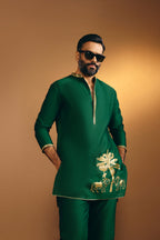Green Tropical Nandi Kurta Set