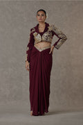 Plum Son-Chidiya Cropped Blazer Set