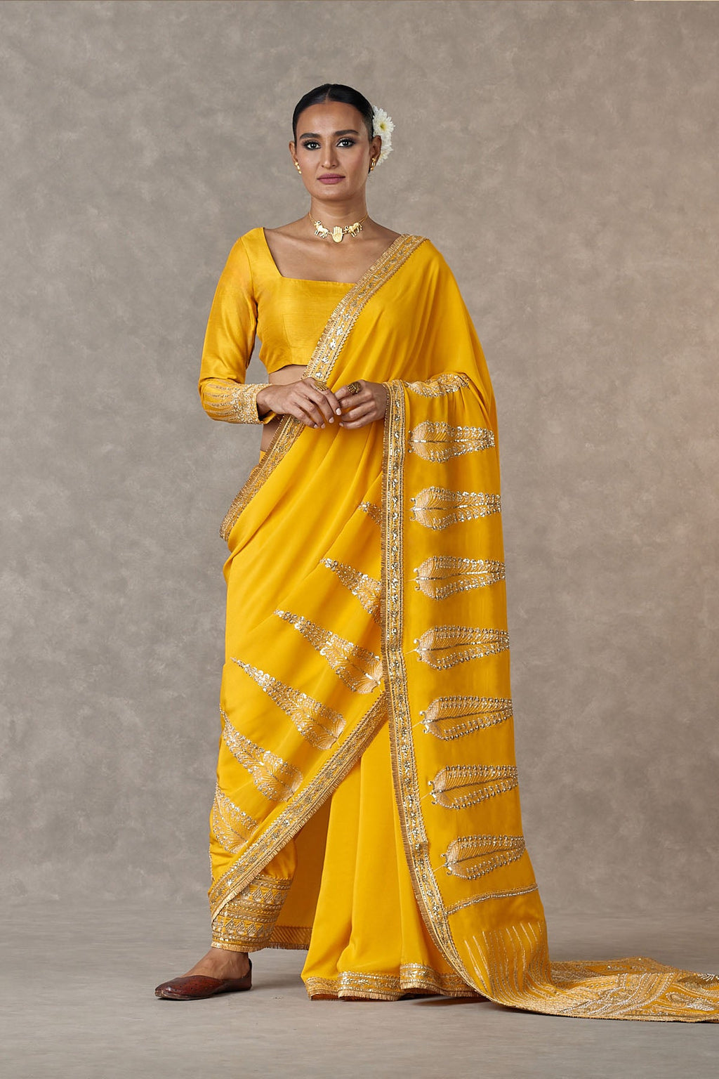 Yellow Son Patti Saree