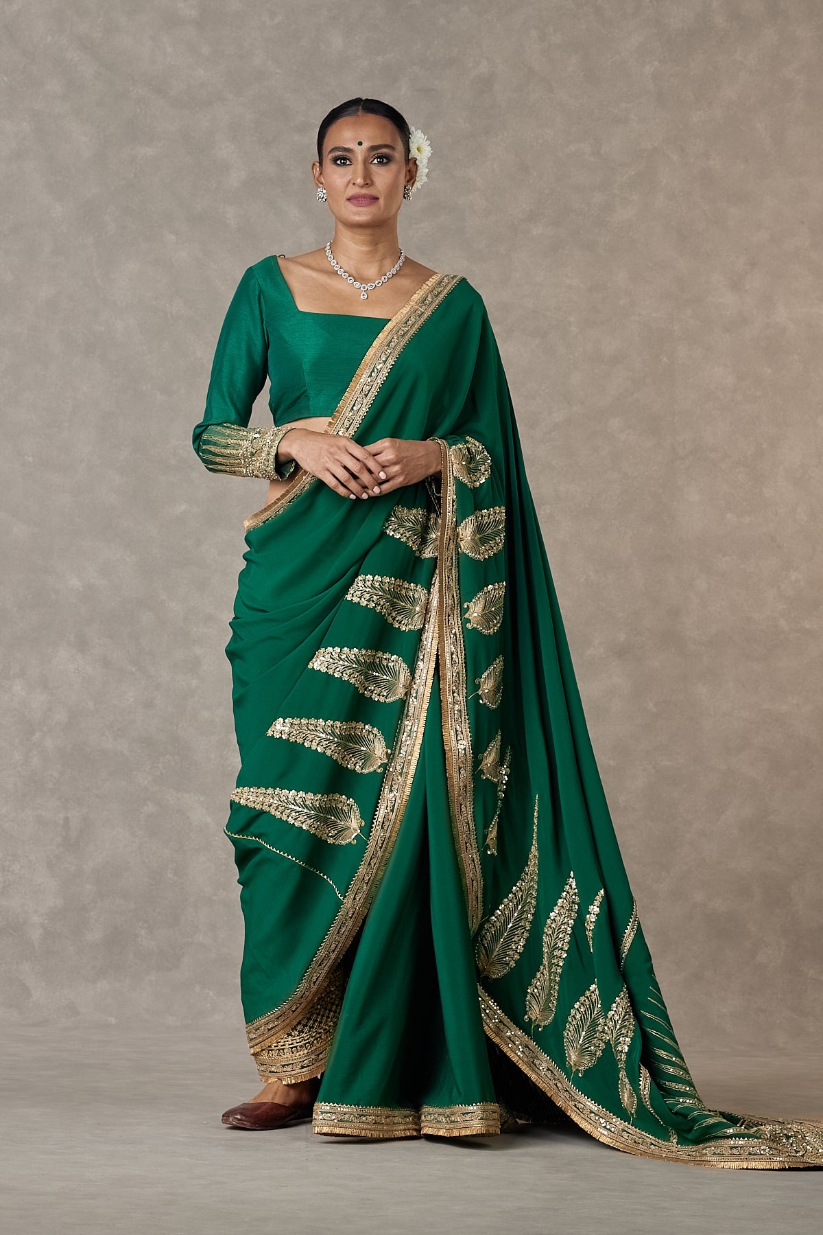 Dark green Son-Patti Saree