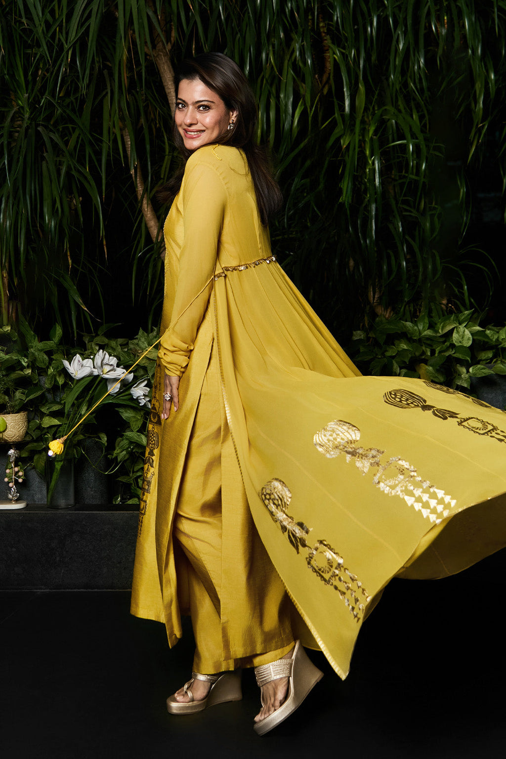 Spiced Ochre Pop Pendant Anarkali Set