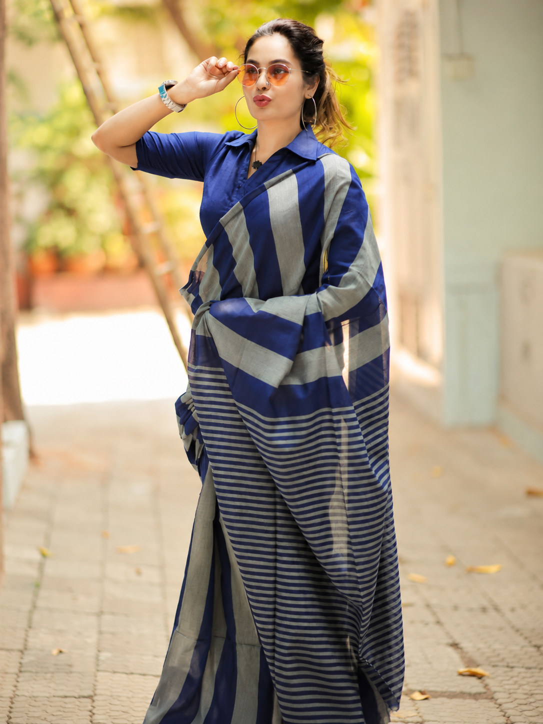 Multi color office wear khadi cotton saree [Product Code: 47339]