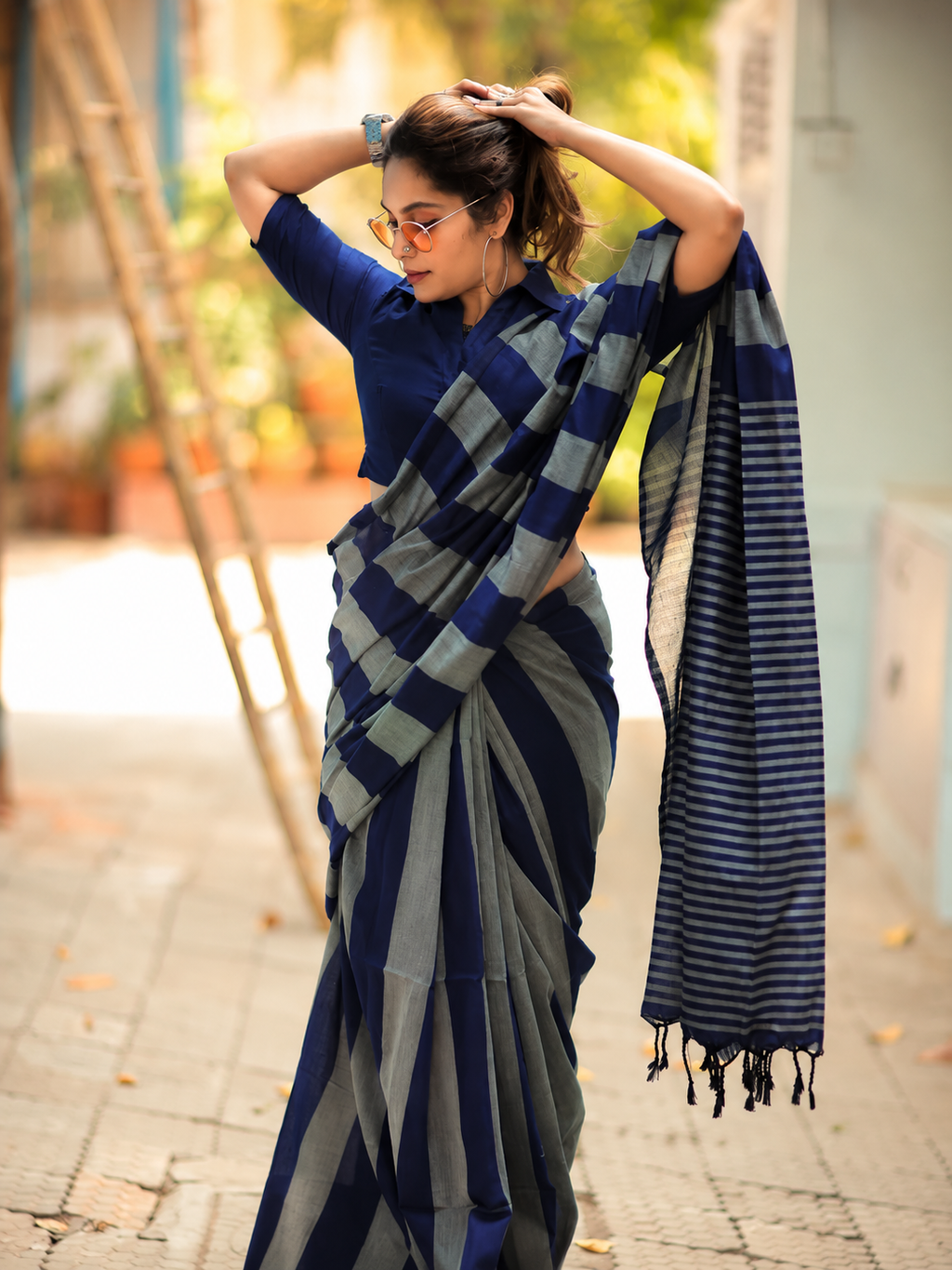 Multi color office wear khadi cotton saree [Product Code: 47339]