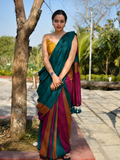 Multi color office wear khadi cotton saree [Product Code: 47342]