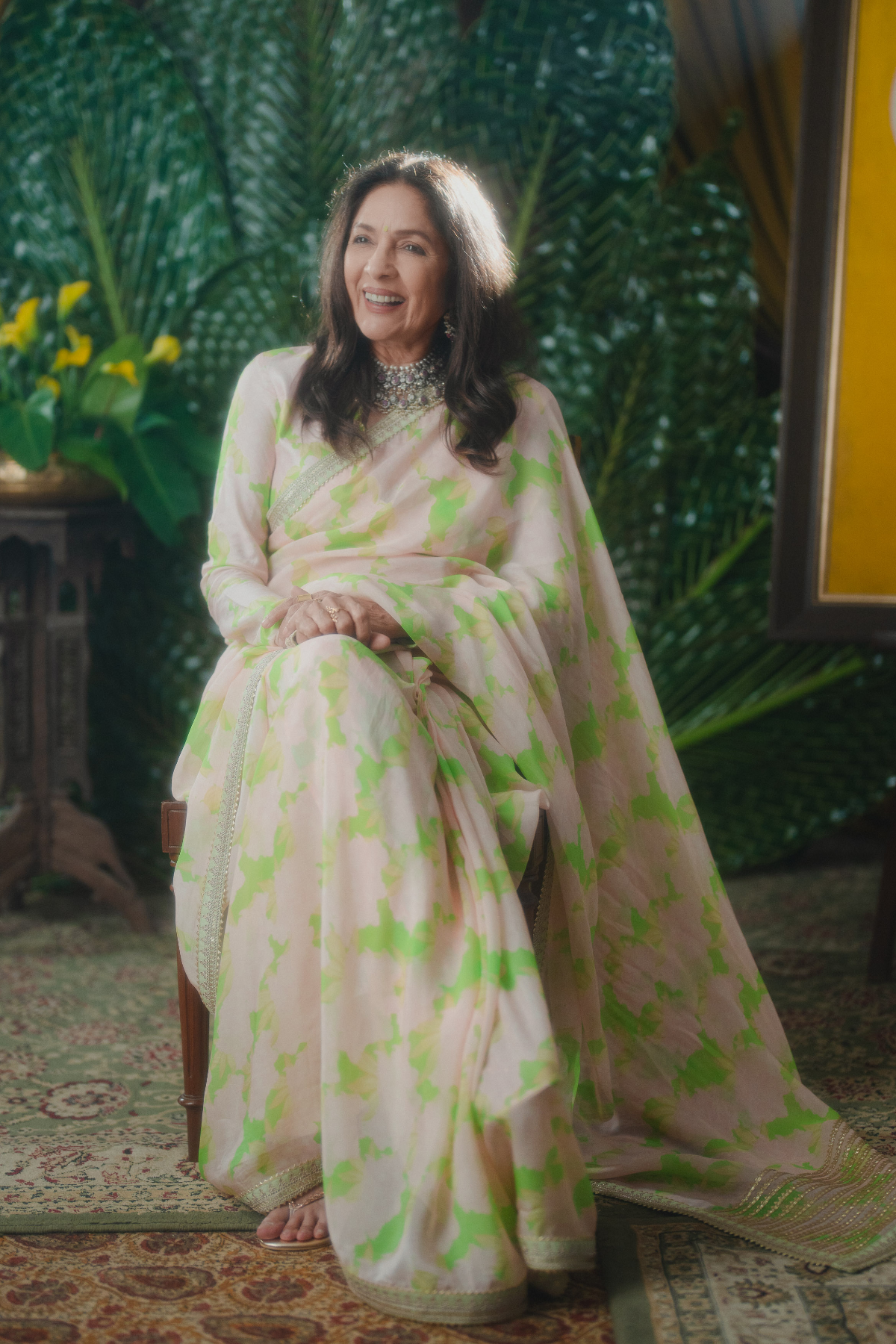 Mint Candy Swirl Organza Saree