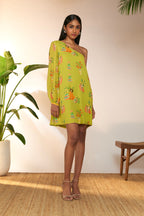 Lime Tangy Tango One Shoulder Dress