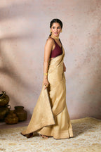 Beige Jacquard Saree