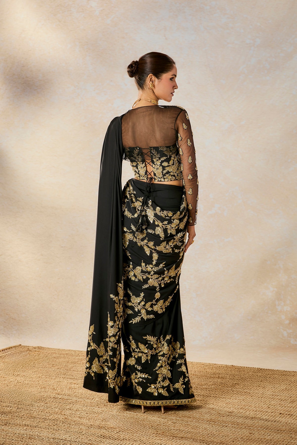 The Sunheri Bel Stitched Saree