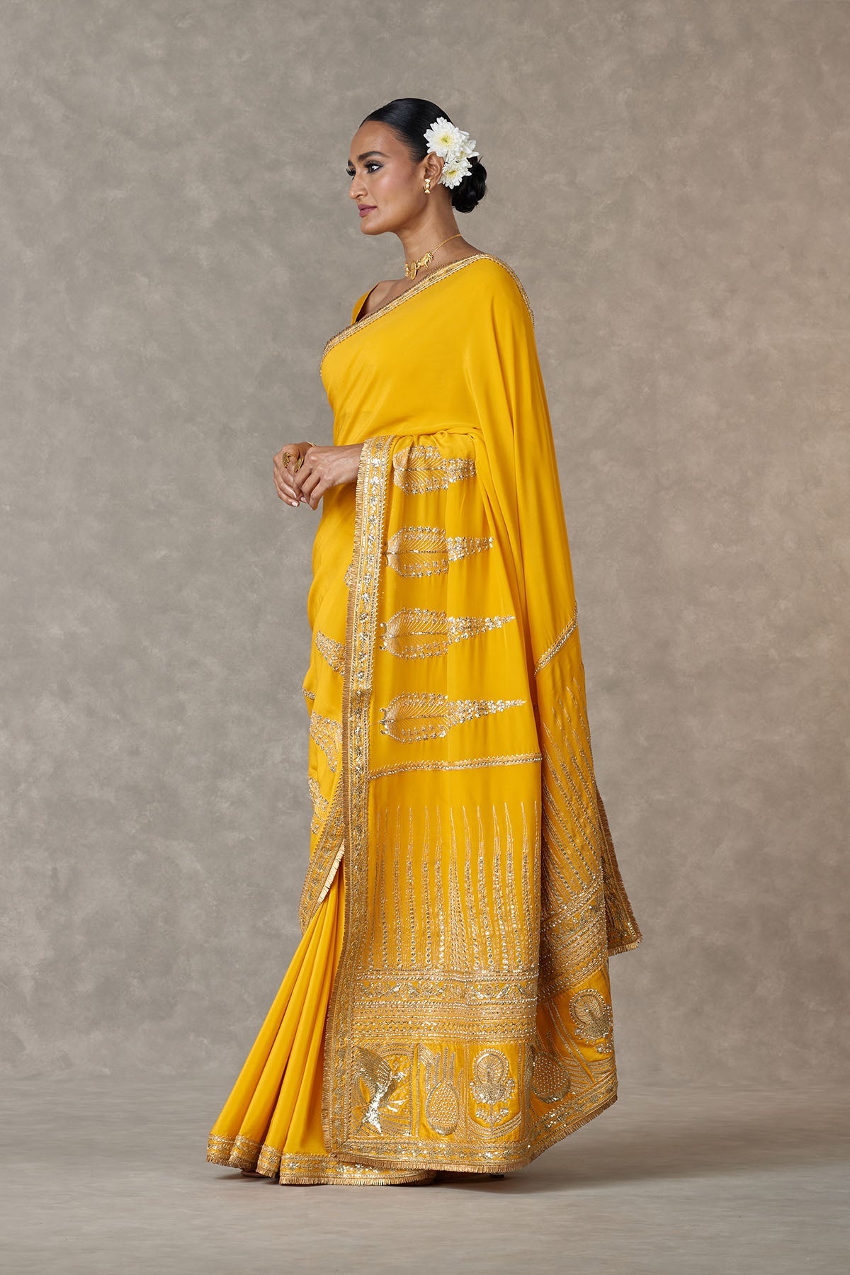 Yellow Son Patti Saree