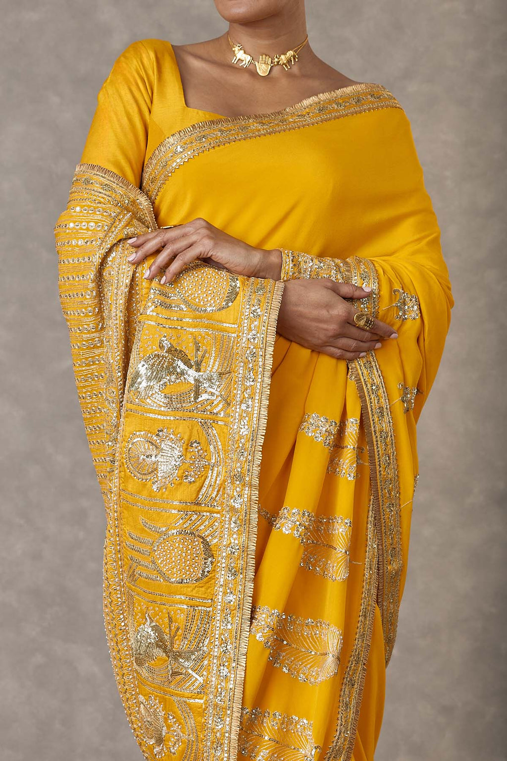 Yellow Son Patti Saree