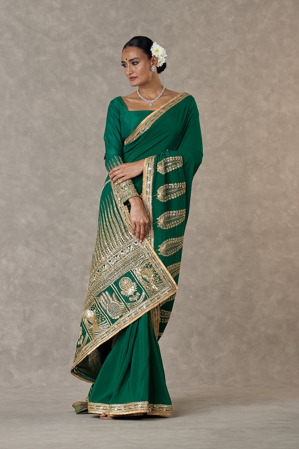 Dark green Son-Patti Saree