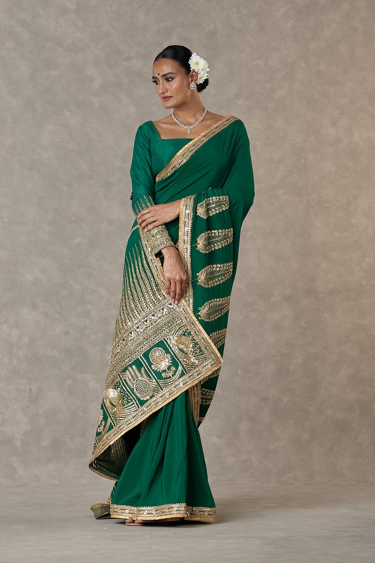 Dark green Son-Patti Saree