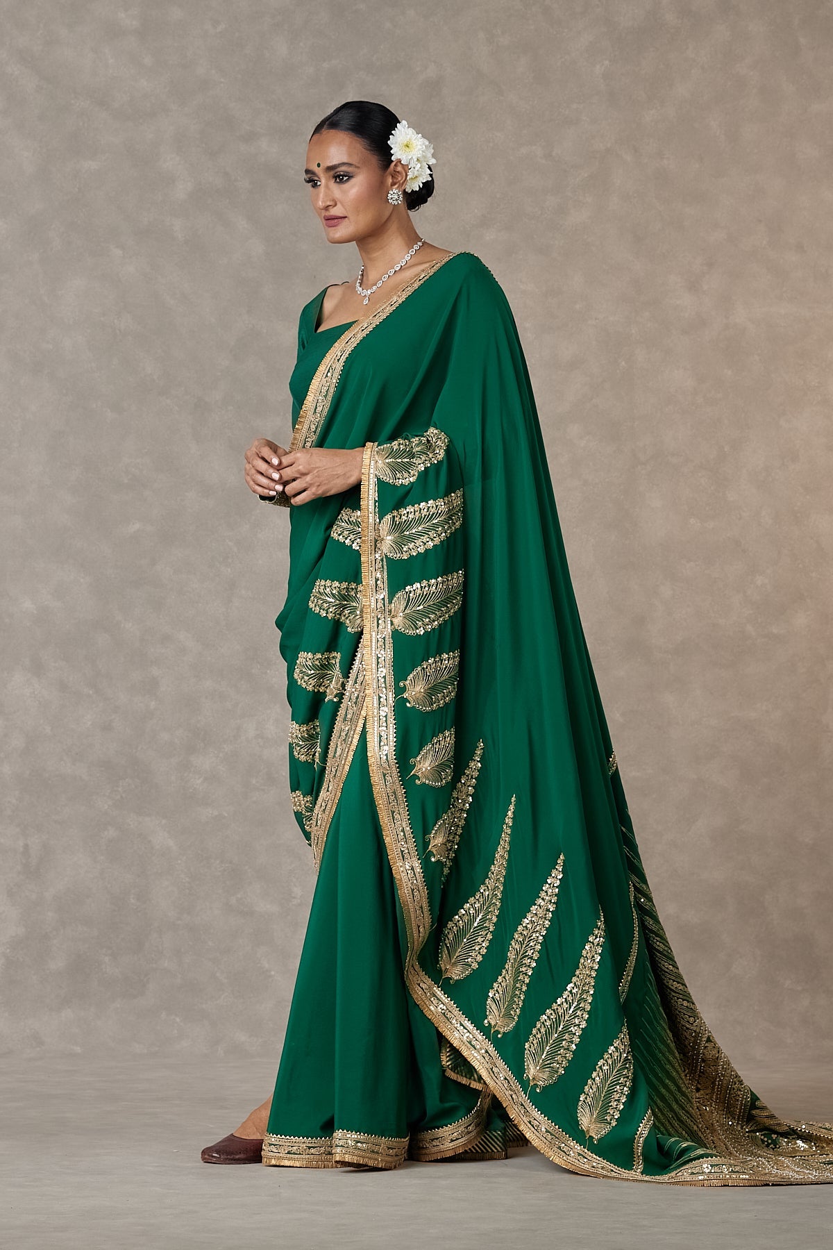 Dark green Son-Patti Saree