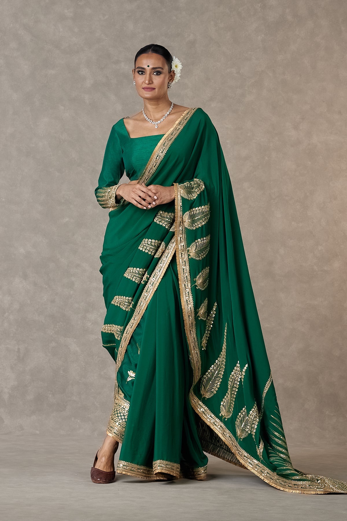 Dark green Son-Patti Saree