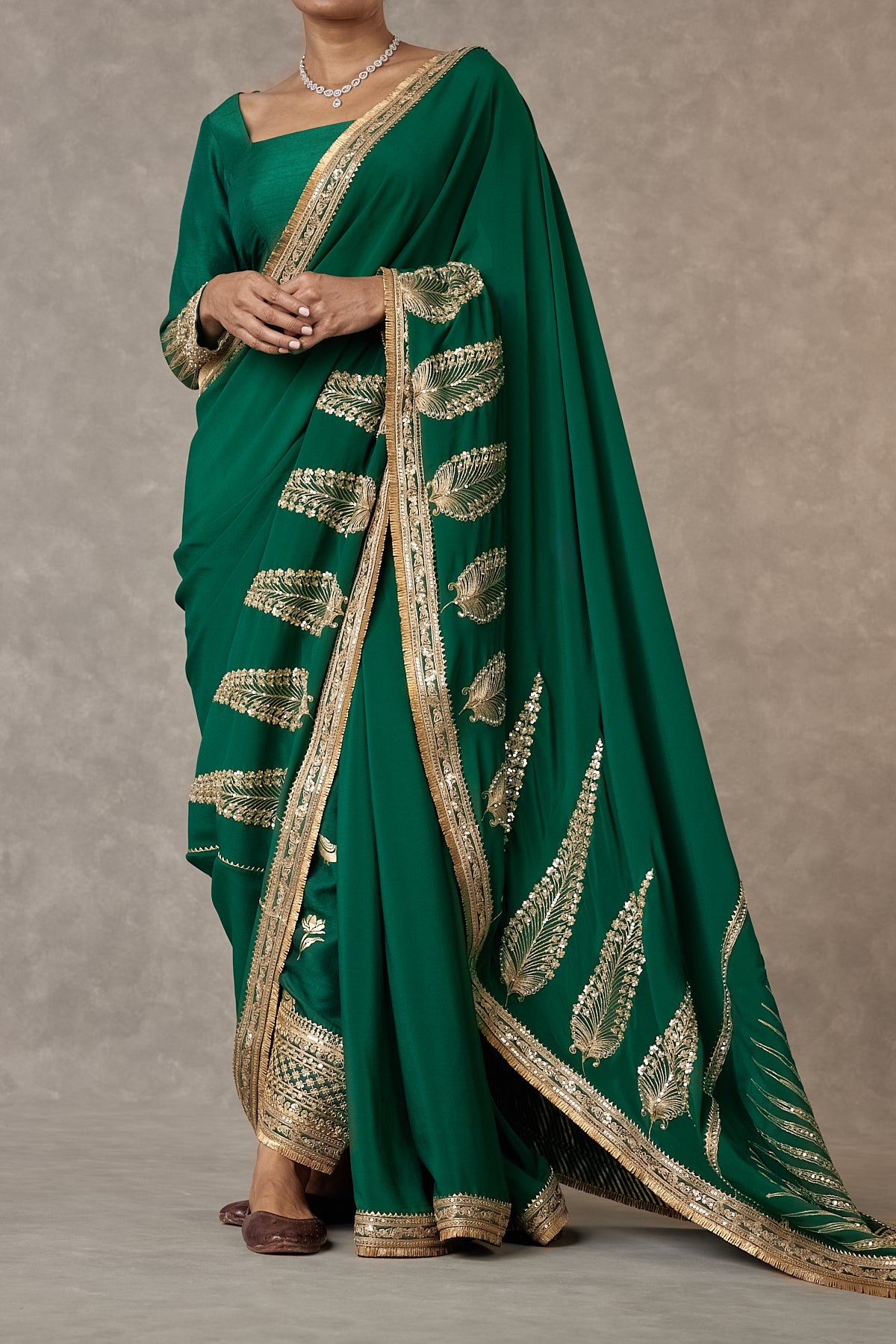 Dark green Son-Patti Saree