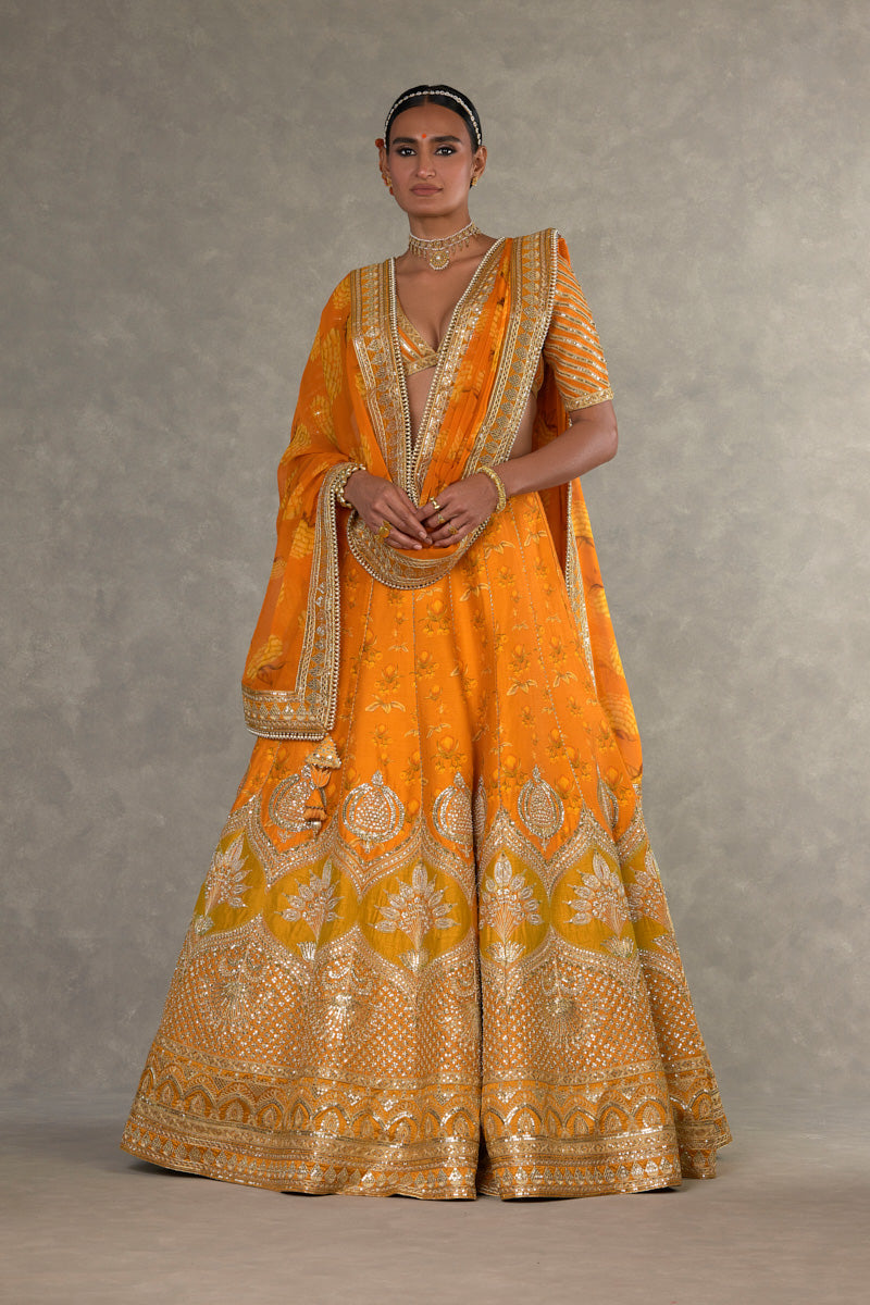 Rust Narangi-Bagh  Lehenga