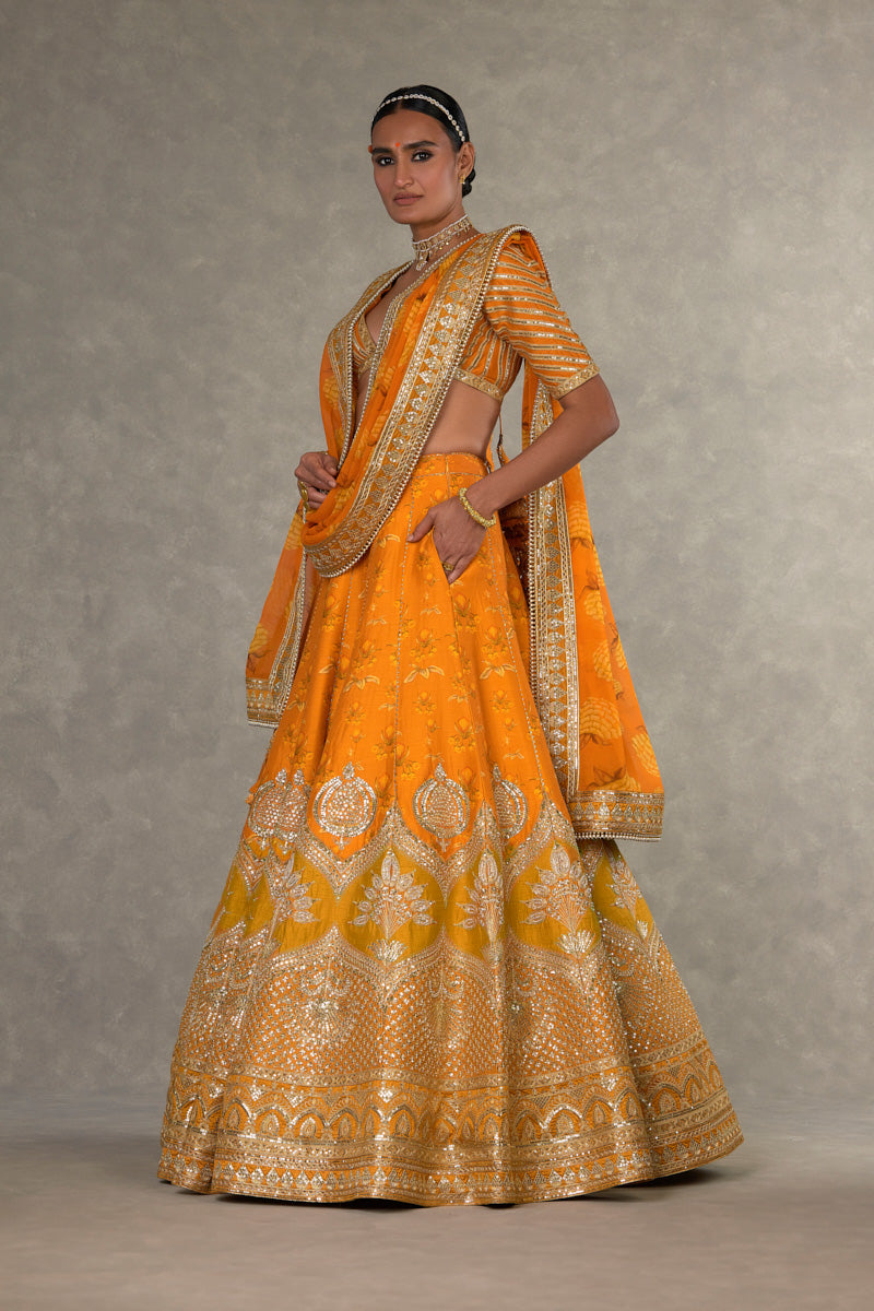 Rust Narangi-Bagh  Lehenga