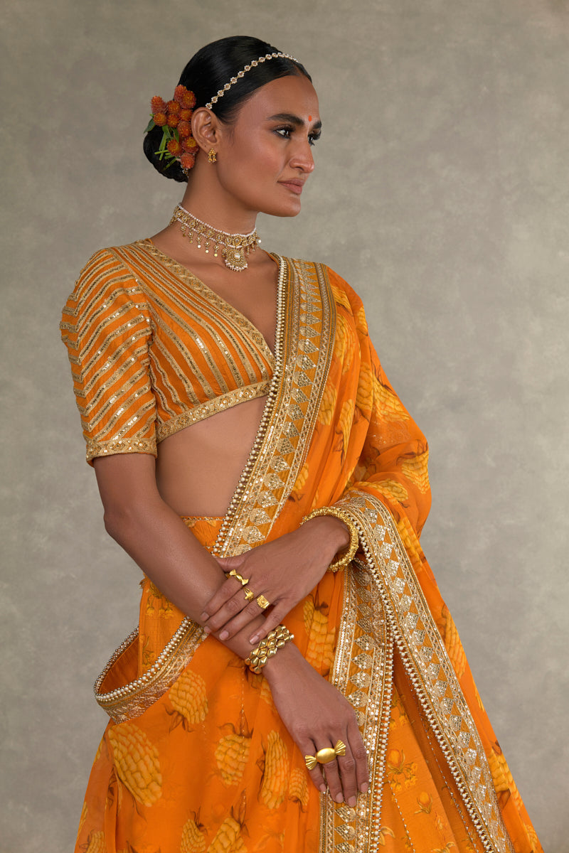 Rust Narangi-Bagh  Lehenga