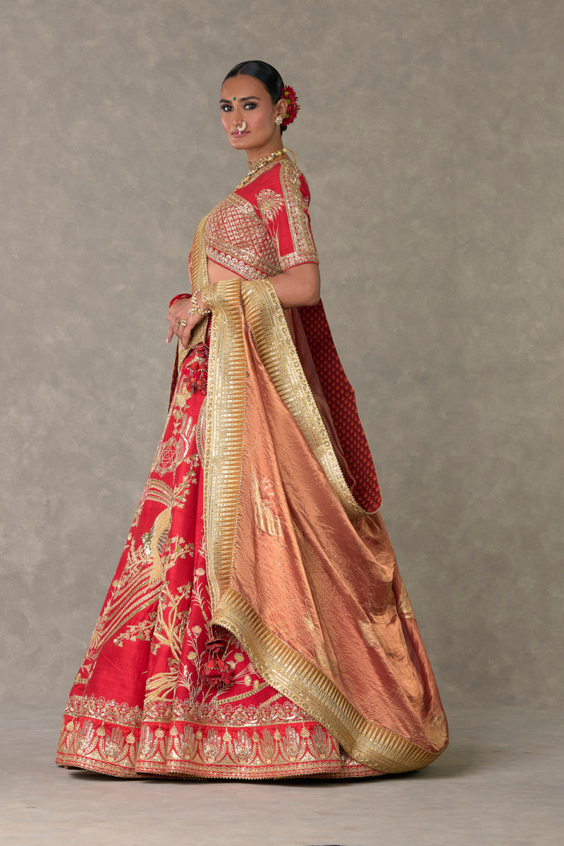 Red Bagh-E-Bahar Lehenga