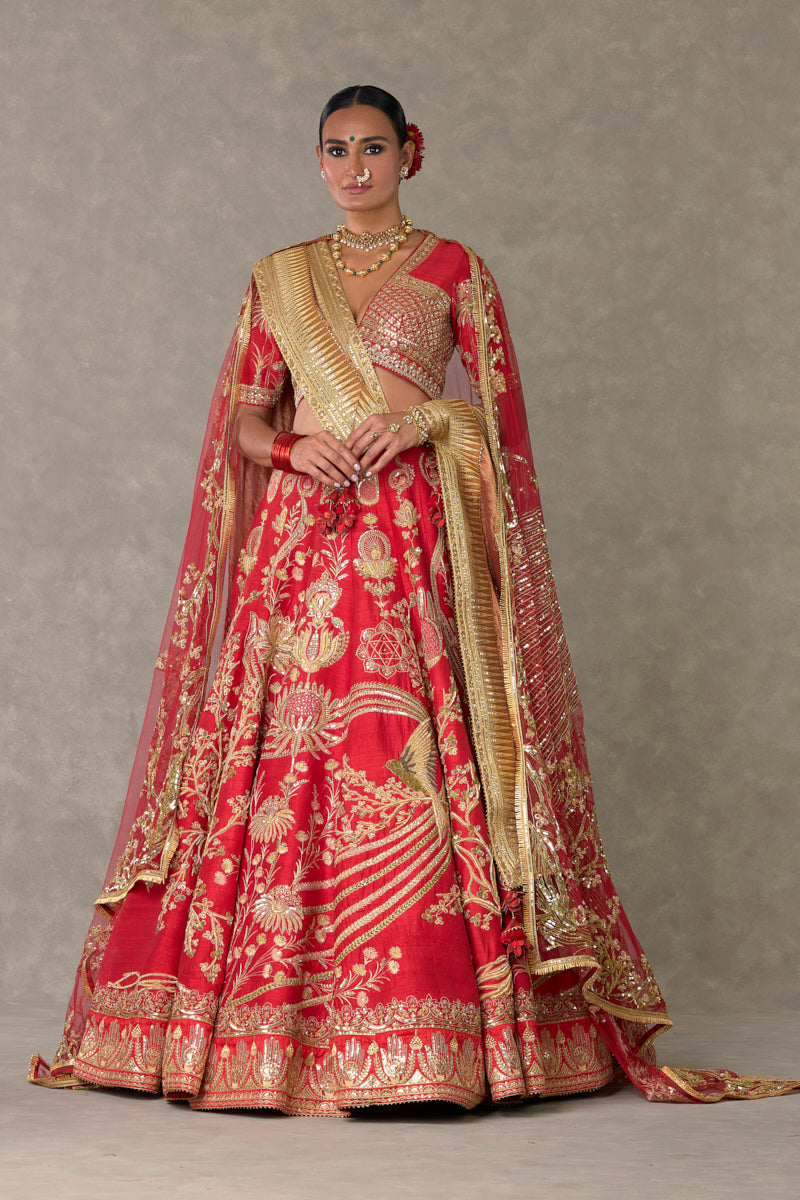 Red Bagh-E-Bahar Lehenga