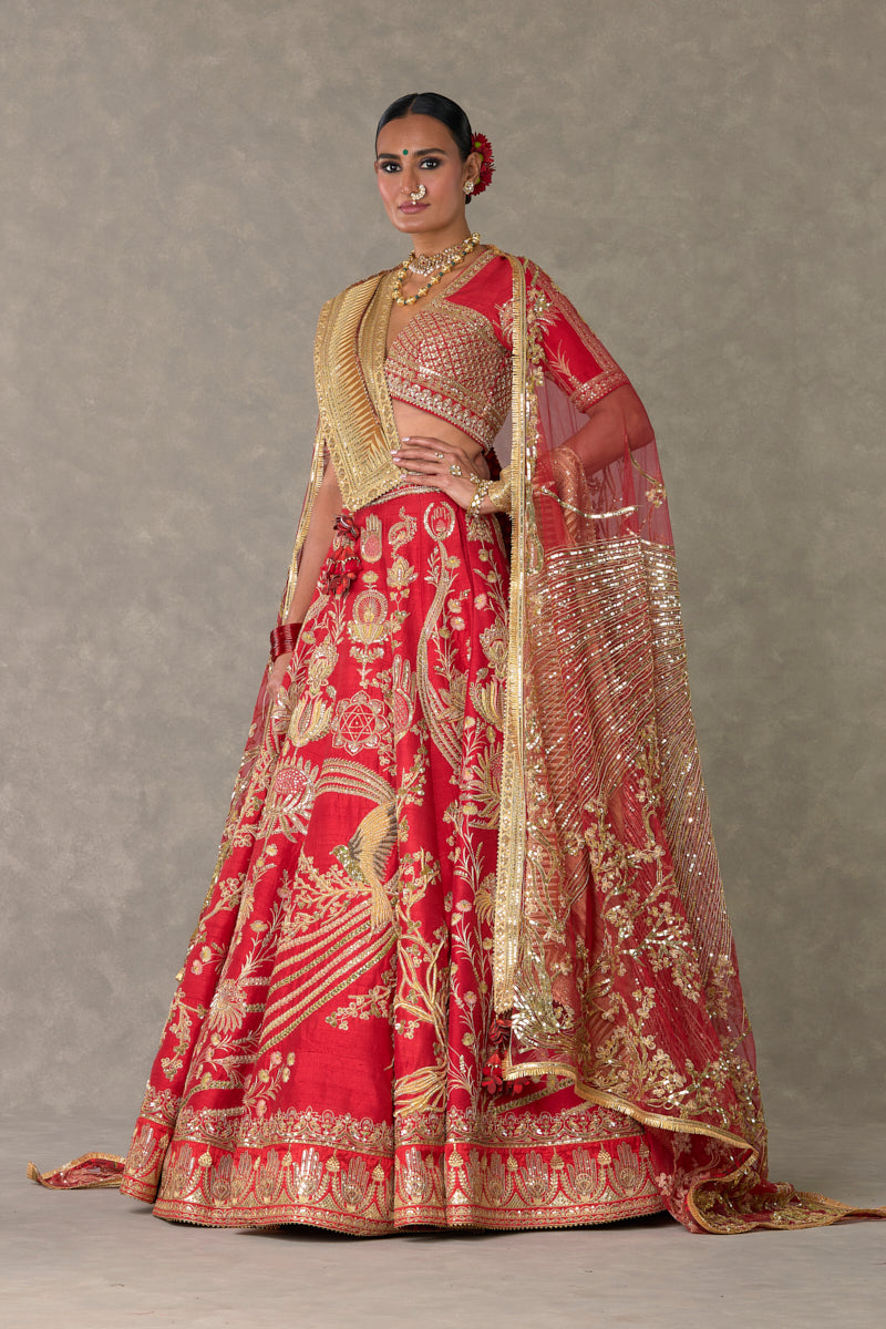 Red Bagh-E-Bahar Lehenga